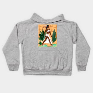 Black is beautiful Afro queen Striding- Mahagony brown skin girl. The best Gifts for black women 2022 Kids Hoodie